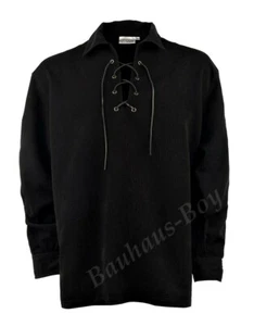 JACOBITE GHILLIE KILT SHIRT BLACK size LARGE LUXURY SCOTTISH HIGHLAND KILT-WEAR - Picture 1 of 4