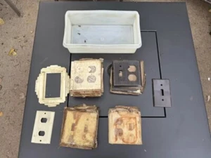VINTAGE LOT OF 23 DECORATIVE LIGHT SWITCH PLATES- CREAM, BROWN -Dif. Styles Bx53 - Picture 1 of 13