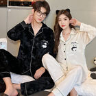 Women Velvet Pajamas Set Men Soft Nightwear Couple Long Sleeves Loungewear Pjs