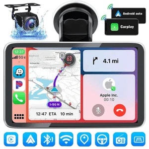 Portable 7" Wireless CarPlay Car Radio Stereo Touch Screen Android Auto BT USB - Foto 1 di 15
