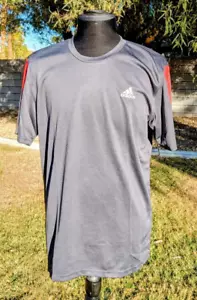 Adidas Climalite Med Gray Colorway Red 3-Stripes Sleeve Accent Sports Shirt EUC - Picture 1 of 10