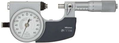 Mitutoyo Dial Indicating Retractable Anvil Outside Micrometer 0-25mm 0.001mm - Image 1 of 4