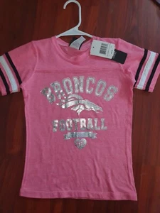 NWT NFL girl's Shirt Denver Broncos Pink Girls Ladies 10/12 - Picture 1 of 6