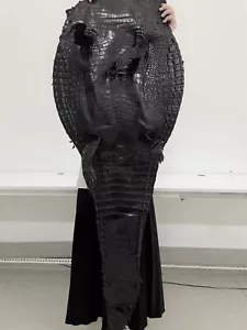 53'' Real Black Crocodile Belly Leather Hide Exotic Pelt Taxidermy Handmade - Picture 1 of 11
