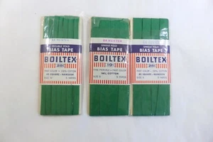 Vintage Boiltex Single and Double Fold Bias Tape 64 Hunter Green 3 Packages Trim - Picture 1 of 4