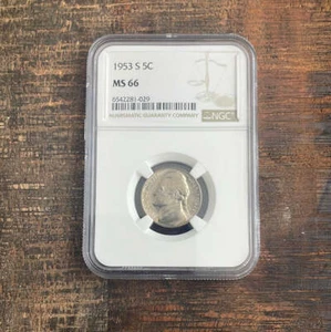 1953-S 5c US Jefferson Nickel NGC MS66 - Picture 1 of 4