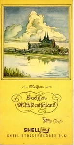 alte SHELL Straßenkarte Nr. 12 MEISSEN Sachsen Mitteldeutschland 1:470 000 KFZ - Bild 1 von 1
