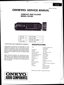 ONKYO DX-200, COMPACT DISC PLAYER  SERVICE MANUAL - Picture 1 of 1