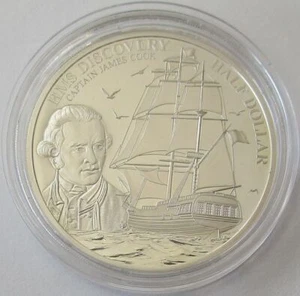 Nauru 1/2 Dollar 2017 Ships HMS Discovery of James Cook Silver - Picture 1 of 2