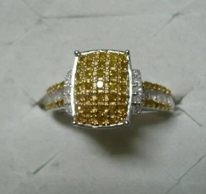 Yellow & White Diamond Ring Sz. 8 85 diamonds .75tcw MSRP$1833 - Picture 1 of 9