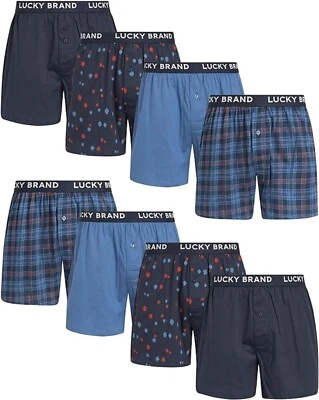 Paquete de 8 calzoncillos boxer de punto Lucky Brand de algodón con estampado azul surtido ropa interior Foto 1 de 4