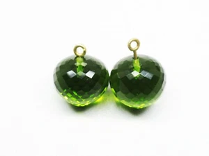 Peridot Hydro Gemstones Onion Shape Faceted Micro Cut Top Half Drilled Peridot - Picture 1 of 7