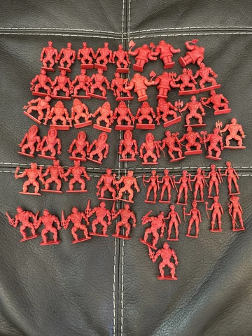 80’s MASTERS OF THE UNIVERSE Vending Machine Figure Set of 62 Red He-Man MOTU Cover