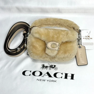 Coach Tabby Bag 12 Mini Crossbody Natural Shearling - Leather NWT CQ168 - Image 1 of 4