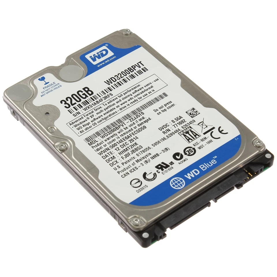 WD SATA-Festplatte 320GB 5,4k SATA2 2,5" - WD3200BPVT - Bild 1 von 1