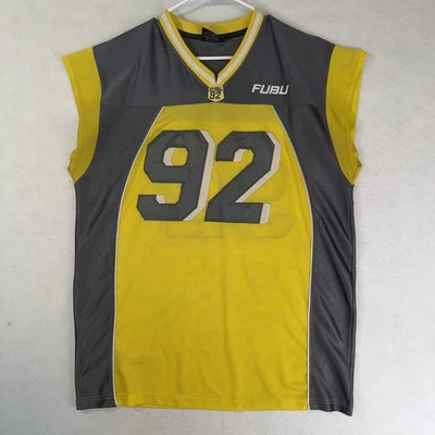 Vintage FUBU Jersey Adult Large Yellow Gray 92 Rap Hip Hop Urban Street - Image 1 of 4