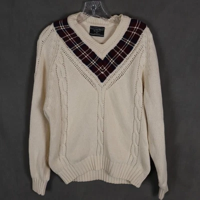 Suéter De Colección Preswick & Moore Para Hombres Medio Tenis Tejido por Cable Grandpacore Años 90 Foto 1 de 4