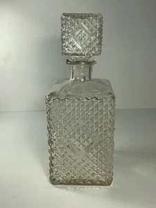 Vintage Diamond Point Glas Schnaps Karaffe & Stopfen 9,5 Zoll - Bild 1 von 14