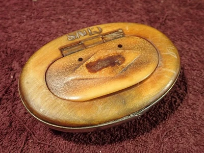 ANTIQUE 1800-s SIGNED  HORN / BONE SPICES ?? BOX FOLK ART SWEDEN SWEDISH - Image 1 of 4