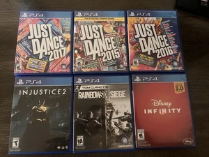 Lotto giochi PlayStation 4 - 6 giochi - Just Dance - Injustice 2 - Disney Infinity - Foto 1 di 2