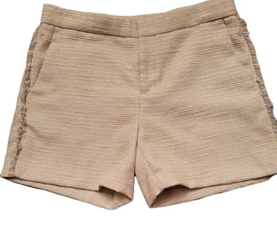 Shorts de tweed Banana Republic feminino bege bronzeado frente plana cintura alta conforto 4 - Imagem 1 de 2