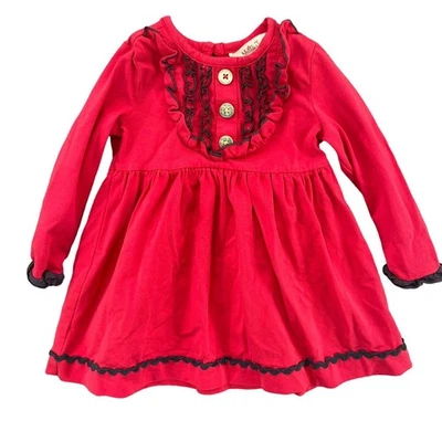 Vestido Matilda Jane Tejido con Volantes Bebé Niñas Rojo Manga Larga Plisado Talla 6-12M Foto 1 de 4