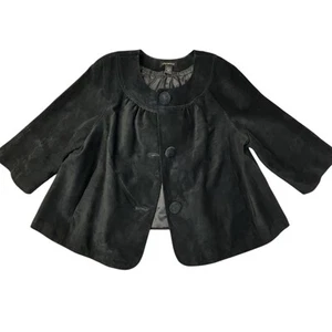 LANE BRYANT BLACK SUEDE LEATHER SHORT SWING JACKET COAT WOMEN'S PLUS SIZE 22/24 - Picture 1 of 15