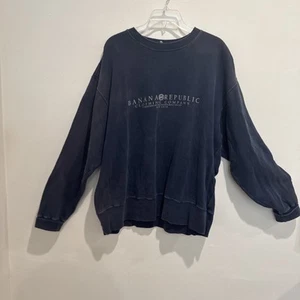 Banana Republic Clothing Company Navy Blue Vintage Sweatshirt Size Large - Picture 1 of 8