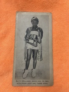 RARE TALL 6.25x3.25” 1934 RIPLEY BETTY WILLIAMS 4Legs/3Arms PHOTO CARD Fair - Bild 1 von 4
