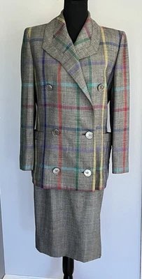 Vtg Valentino Boutique Suit Skirt Jacket 1990s Women’s  6 Fits Size 2 or 4 Plaid - Image 1 of 4