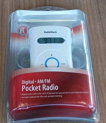 Radio Shack Digital AM/FM Pocket Radio 12-469 + Accessories NEW Old Stock - Image 1 of 3