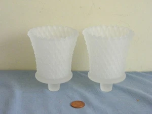 2 Vintage Klar Milchglas Diamantschliff Wandleuchter Votivkerzenhalter mit Zapfen - Bild 1 von 6