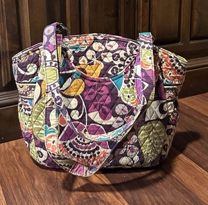 Vera Bradley Glenna "Retired" Plum Crazy Quilted Shoulder Bag Purse with Pockets - Picture 1 of 11