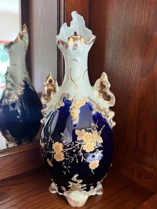 Vase Blue Cobalt And Gold (Amphora) - Picture 1 of 7