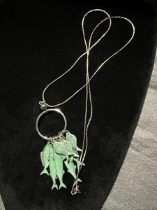 Artisan Necklace 9 Fishes 29” Chain (lot #66) - Picture 1 of 3
