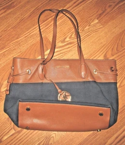 Michael Kors ~ borsa da donna ~ marrone e blu navy ~ grande borsa marina ~ usata - Foto 1 di 11