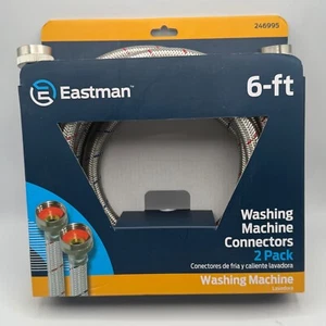 Paquete de 2 conectores para lavadora Eastman manguera flexible de acero de 6 pies 3/4" FHTX3/4" FHTS - Imagen 1 de 4