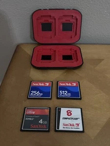 4- SanDisk Compact Flash, Ultra 4 GB 256MB 512MB 8MB With Hard Cover Case - Picture 1 of 5