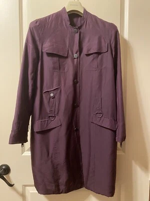 Vintage Burberry Talla 10 Mujer Púrpura Lluvia Cortavientos Gabardina Chaqueta ITALIA Foto 1 de 4