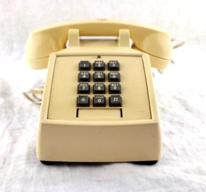 Vintage 1985 Tan Beige 183499-103 Push Button Phone - Picture 1 of 5