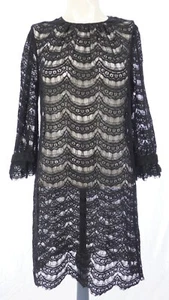Milly Dress Black Lace Bergdorf Goodman 3/4 Sleeve Sheer Formal Evening Size 10 - Picture 1 of 8