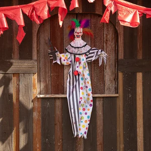 Morris Costumes 4 ft Hanging Animated Polka Dot Clown Decoration - White - Picture 1 of 4