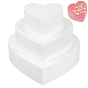 Foam Cake Dummies 3Pcs Heart Shaped Polystyrene Dummy Cake Fake Cake Model fo... - Picture 1 of 9