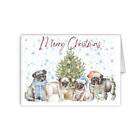 Pack de cartes de Noël Pug Dog 1,6 ou 10 chapeau de Père Noël mignon joyeux