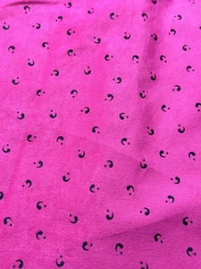 Hot Pink With Black Squiggles Polyester Suede Fabric 2 Yards - Picture 1 of 3