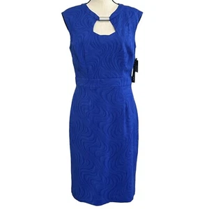 NEW Madison Leigh Dress 10 Jacquard Lapis Midi - Picture 1 of 8