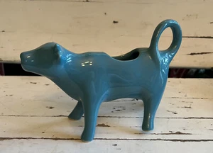 The Pioneer Woman Cow Creamer Teal Turquoise Blue Ceramic Cow Pitcher - Picture 1 of 7