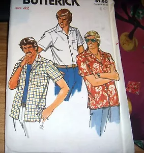 CAMICIE DA UOMO VINTAGE BUTTERICK CUT ANNI 60-70 TAGLIA 42 - Foto 1 di 1