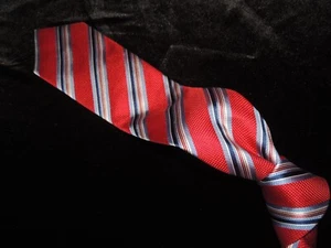 59" Exquisite Hathaway men's 100% Red & Blue stripe silk necktie TIE. - Picture 1 of 6