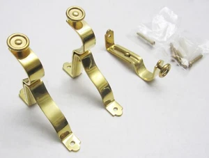 Full Set NEW REJUVENATION UNLACQUERED BRASS 1" Curtain ROD END & MIDDLE BRACKETS - Picture 1 of 9
